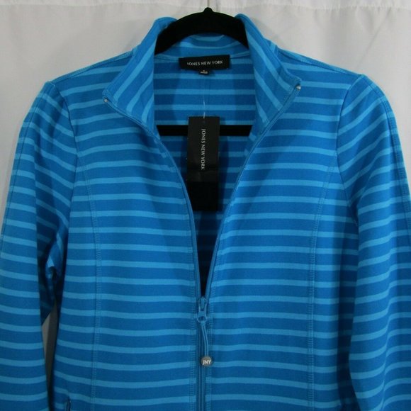 Jones New York Women's Full Zip Mock Neck Jacket Turquoise - Picture 2 of 5